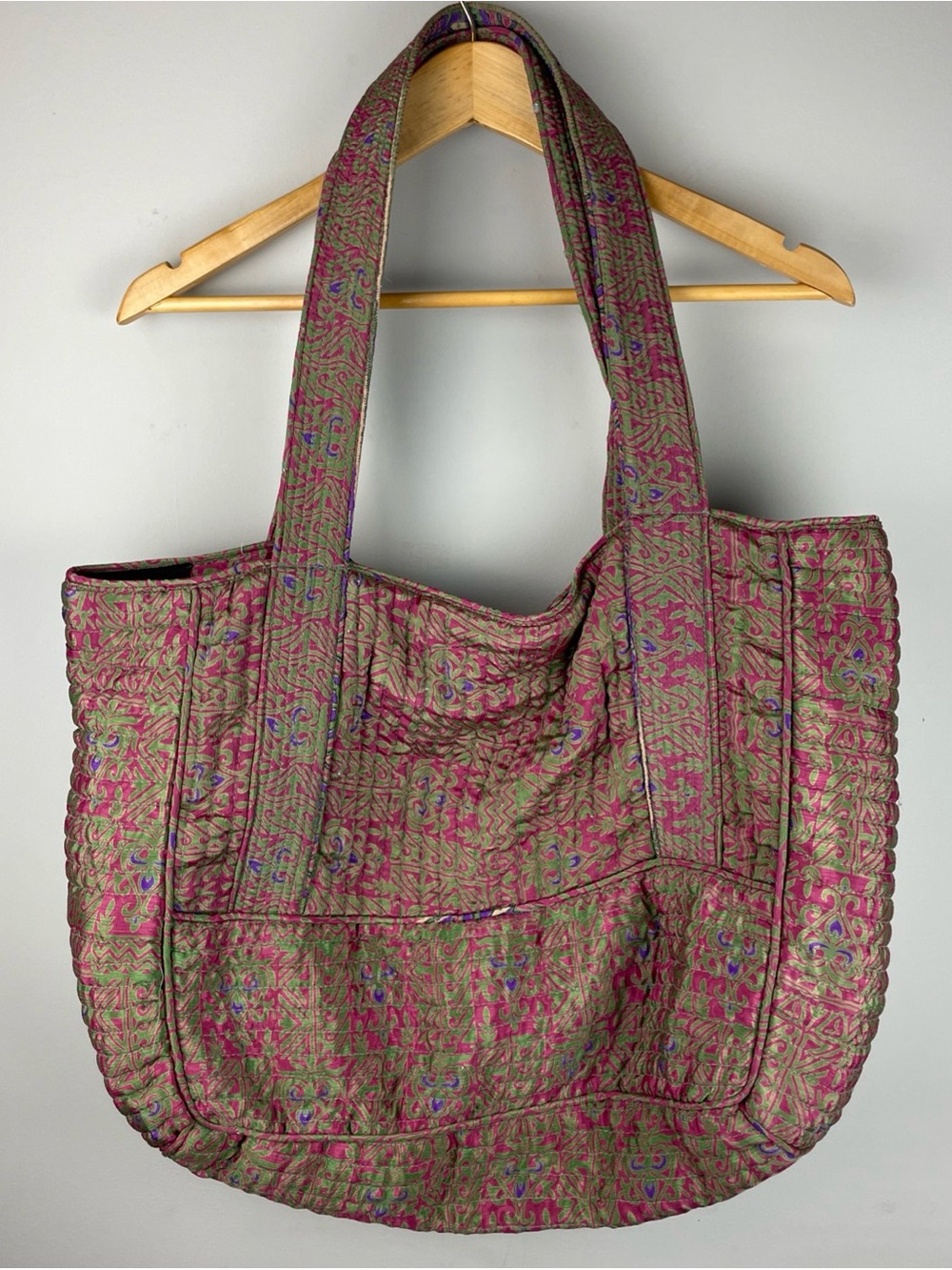 Sissel Edelbo quilted recycle sari floral tote zip closure